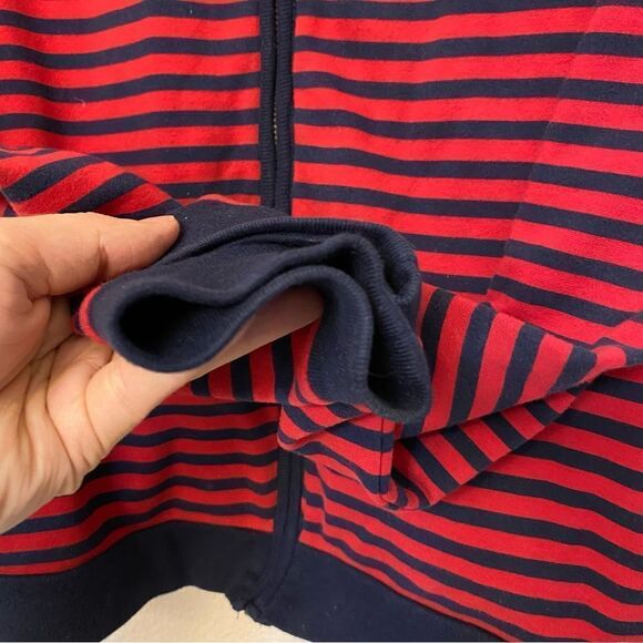 Lauren Ralph Lauren Navy blue red striped hooded full zip sweatshirt hoodie-M - Picture 5 of 11